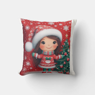 coussin design de la petite fille chrismas