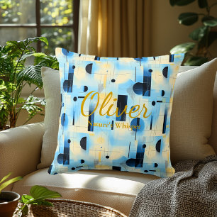 Coussin Design de motif géométrique abstrait bleu moderne