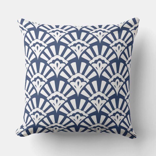 Coussin Design de ventilateur bleu/Coussin géométrique noi (Recto)