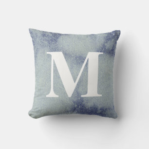 Coussin Design Denim Washed #1 avec Monogramme