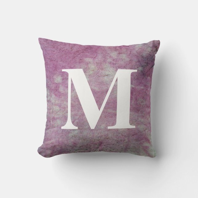 Coussin Design Denim Washed #4 avec Monogramme (Recto)