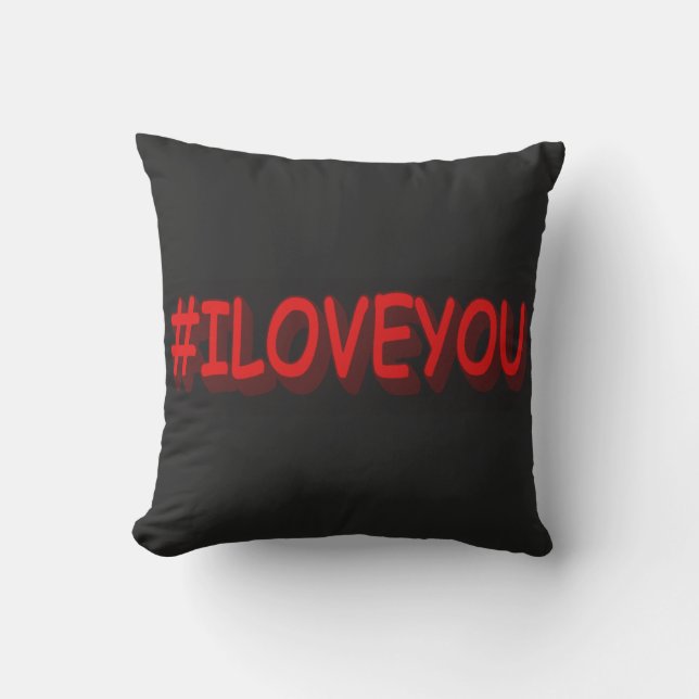 Coussin Design d'expression mignon "#ILOVEYOU". Acheter ma (Recto)