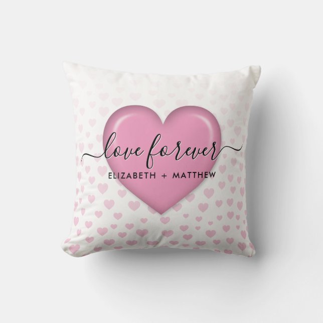 Coussin Design élégant de coeur et de spectre rose (Recto)