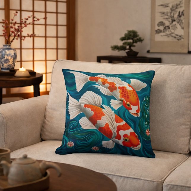 Coussin Design élégant de poisson Koi (Créateur téléchargé)