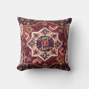 Coussin Design en perse rouge et bleu