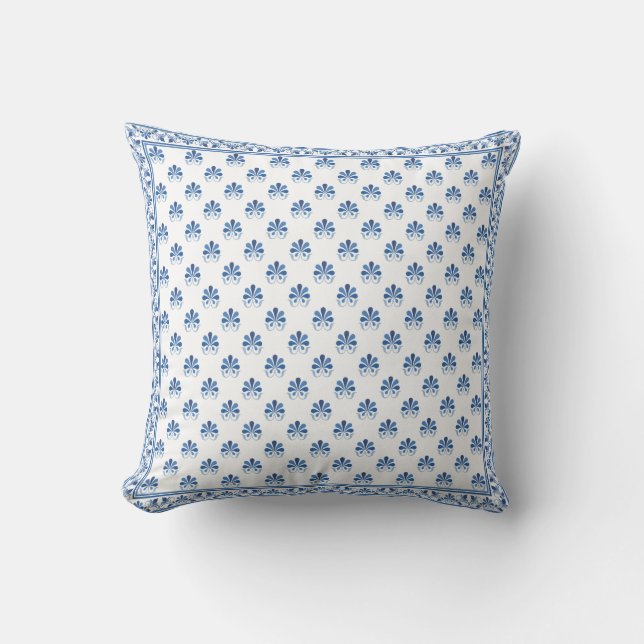 Coussin Design floral bleu Jeu d'oreiller (Recto)