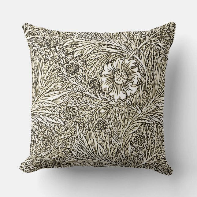 Coussin Design floral complexe en Brown et blanc (Recto)