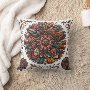 Coussin Design floral dynamique avec motifs détaillés
