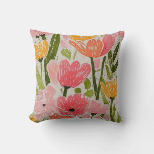 Coussin Design floral moderne du milieu du siècle rétro