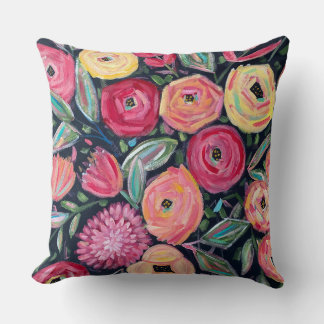 Coussin Design floral peint à la main