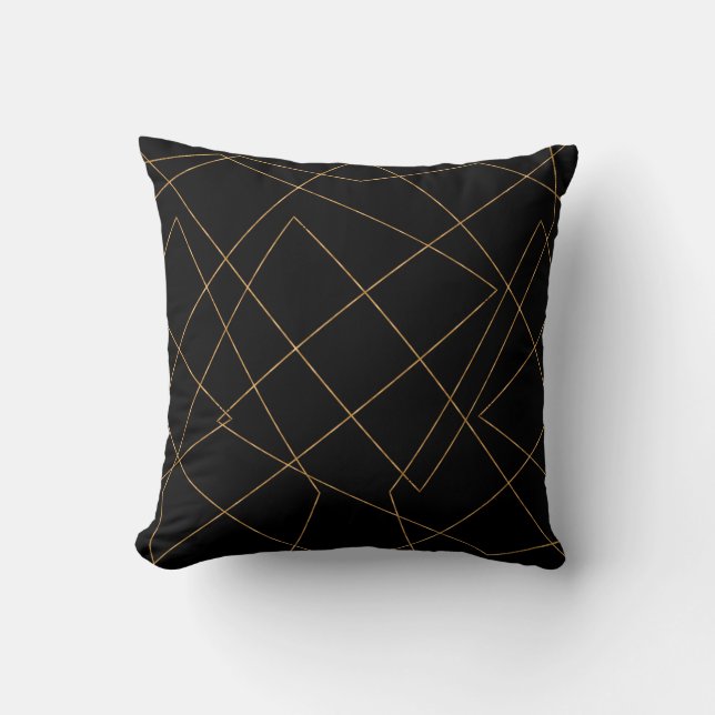 Coussin Design géométrique moderne Gold & Black (Recto)