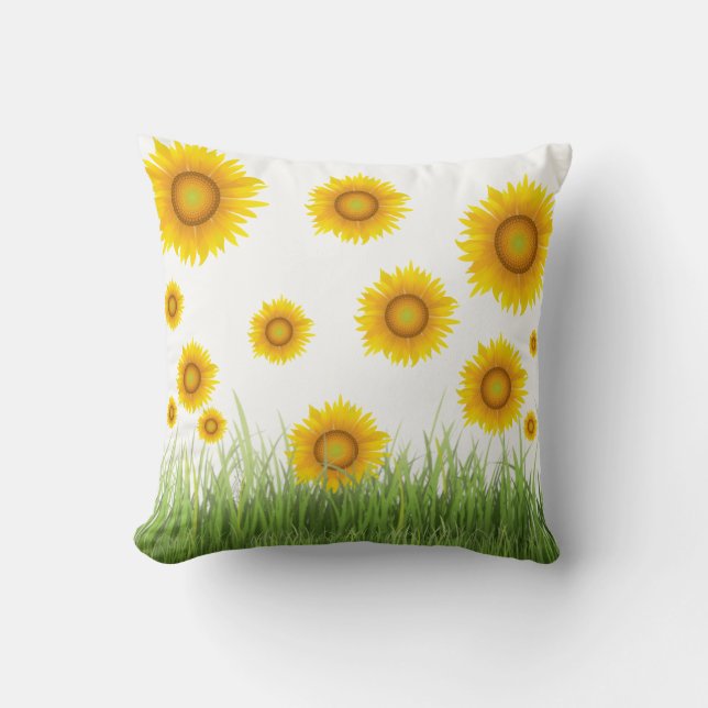 Coussin Design graphique de tournesol brillant et élégant (Recto)