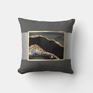 Coussin Design magnifique en marbre noir et or
