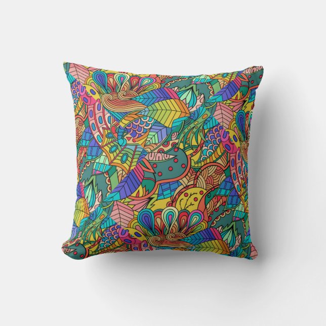 Coussin Design Mandala, Multicolor Retro 60s (Recto)