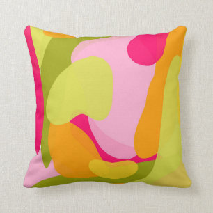 Coussin Design moderne Abstrait rose, jaune vif