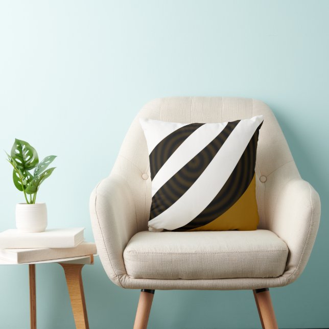 Coussin Design moderne élégant noir blanc Brown rayures (Chaise)
