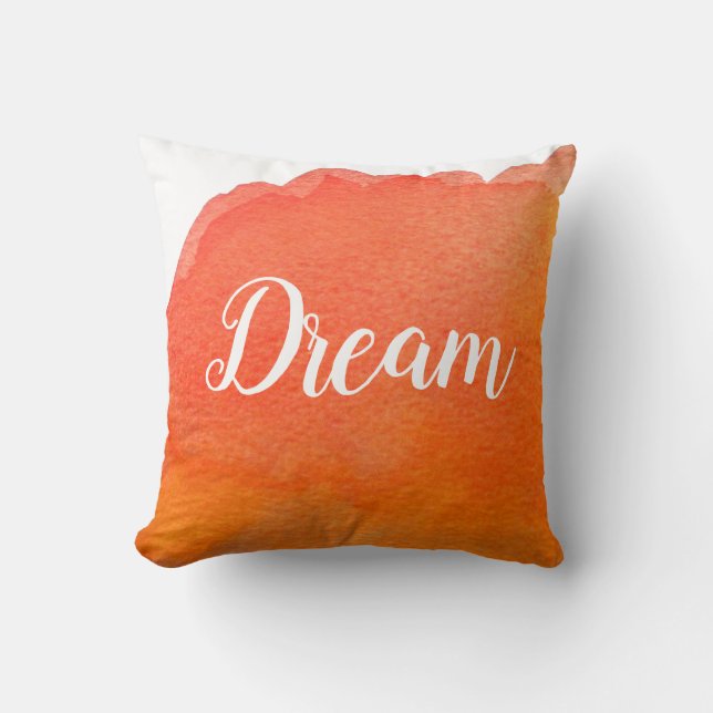 Coussin Design moderne orange simple aquarelle avec rêve (Recto)