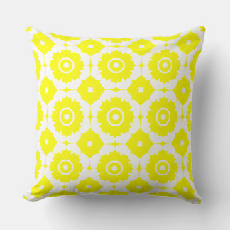 Coussin Design motif blanc et jaune
