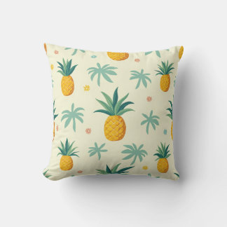 coussin design motif d'ananas et d'arbre tropical