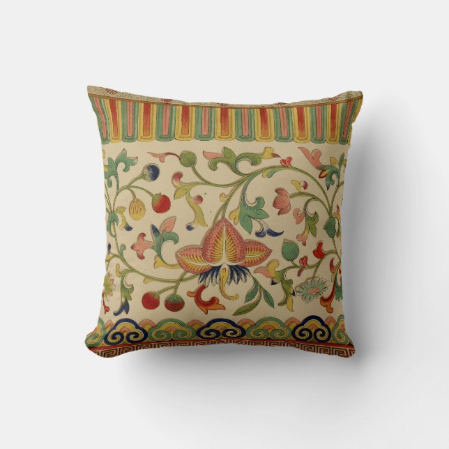 Coussin Design ornemental Floral Chinois (Recto)