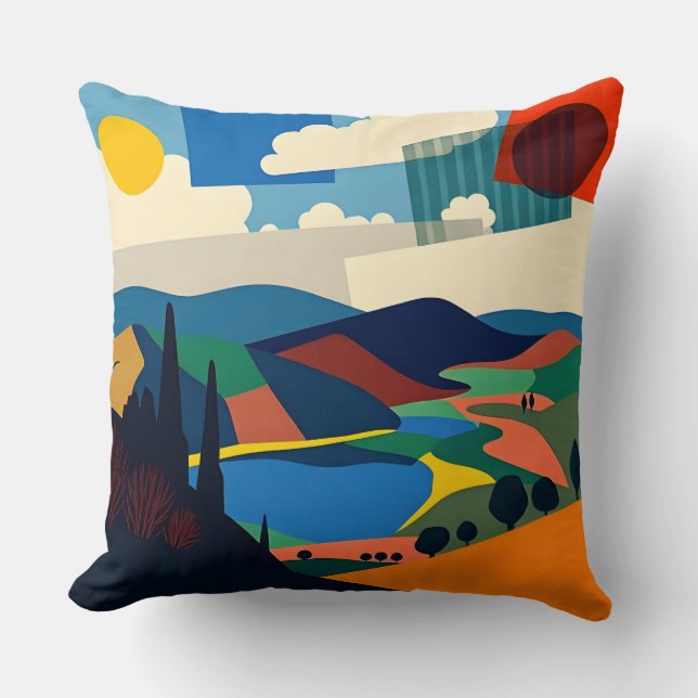 Coussin Design paysager coloré (Recto)