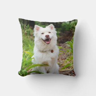 Coussin Design photo de chien blanc très adorable