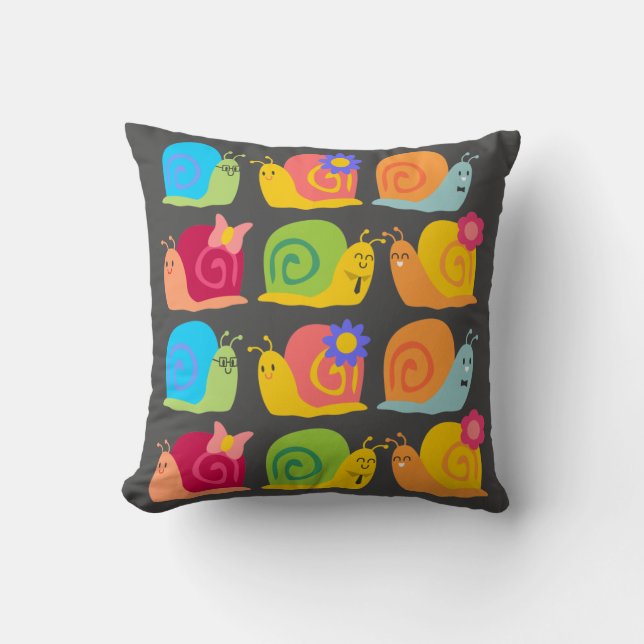 Coussin Design pour enfants d'escargots mignons (Recto)