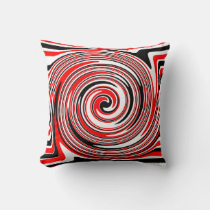 Coussin Design psychédélique rouge blanc et noir