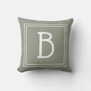 Coussin Design tendance Monogramme encadré vert blanc init