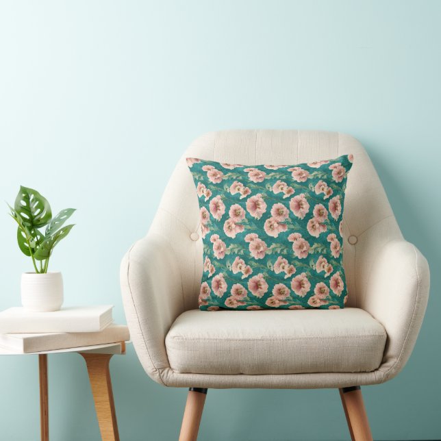 Coussin Design vintage rose et Turquoise (Chaise)