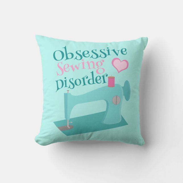 Coussin Désordre de couture obsédant d'ouvrière couturière (Recto)