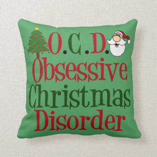 Coussin Désordre obsédant vert mignon Père Noël de Noël