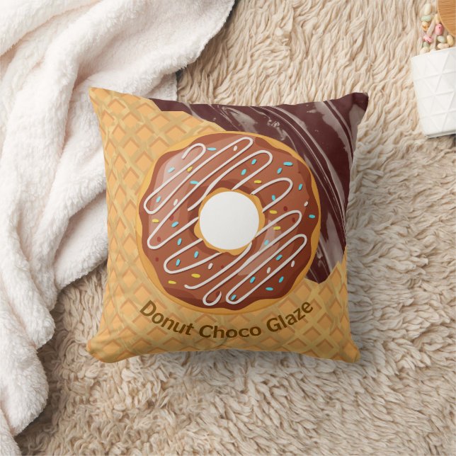 Coussin Dessert,Donut Choco Glaçage, Chocolat Fondu (Couverture)