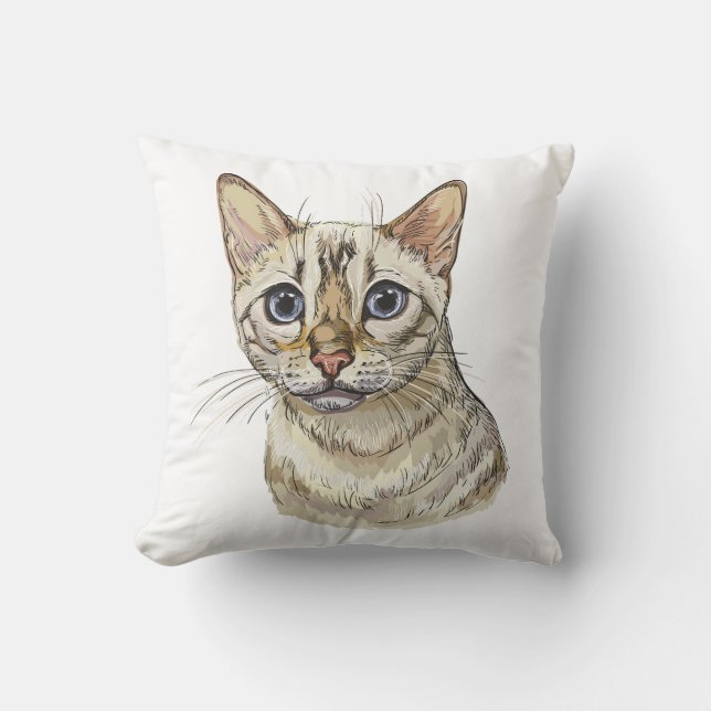 Coussin Dessin à la main drôle Chat bengale de neige T-shi (Recto)