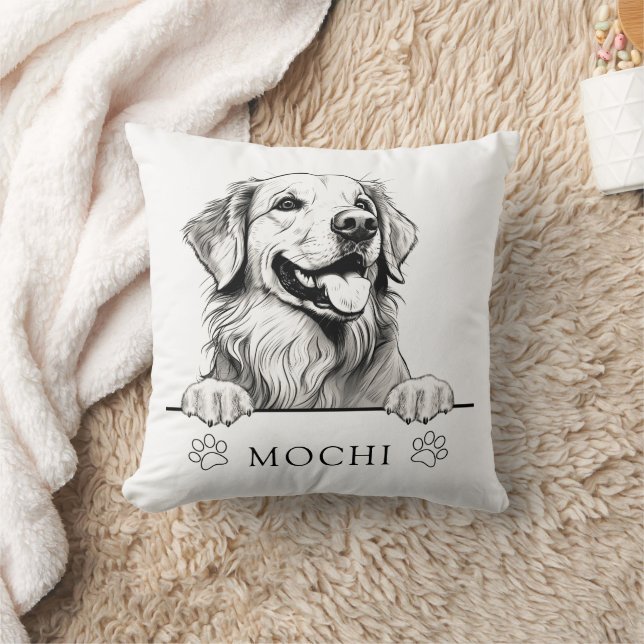 Coussin Dessin à main pour chien d'essayeur d'or personnal (Couverture)