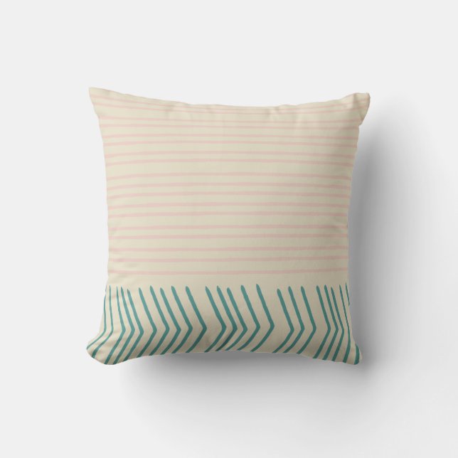 Coussin Dessin Abstrait amusant en Turquoise et rose paste (Recto)