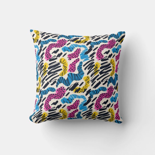 Coussin Dessin abstrait coloré amusant de motifs animaux (Recto)
