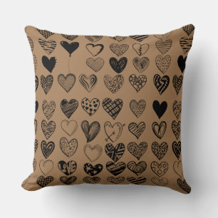 Coussin Dessin adorable de Black Heart Scribble