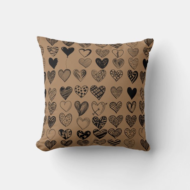 Coussin Dessin adorable de Black Heart Scribble (Recto)