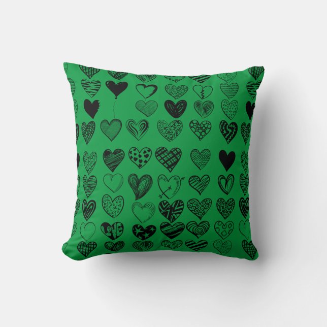 Coussin Dessin adorable de Black Heart Scribble (Recto)