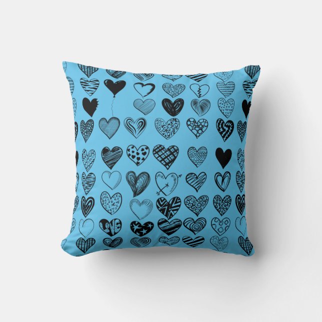 Coussin Dessin adorable de Black Heart Scribble (Recto)
