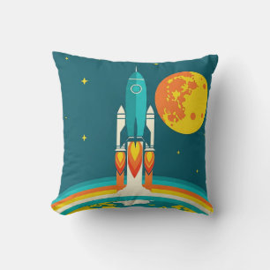 Coussin Dessin animé de fusée spatiale mignonne