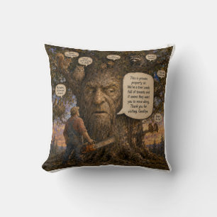 Coussin Dessin animé de locataires de condo arbre – La nat