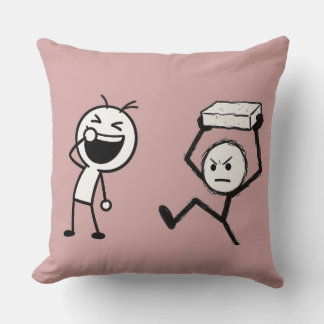 Coussin Dessin animé drôle d'un conflit entre bonshommes b