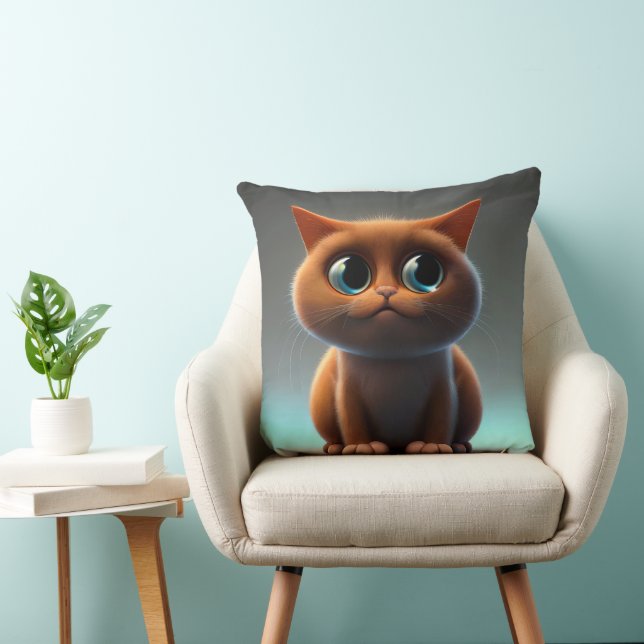 Coussin dessin animé illustration d'un chat mignon (Chaise)