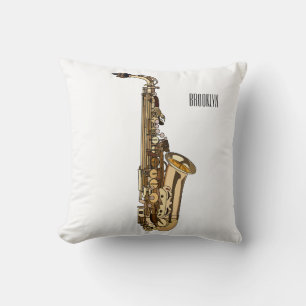 Coussin dessin animé saxophone