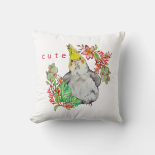 Coussin Dessin aquarelle d'un drôle de perroquet Corella B