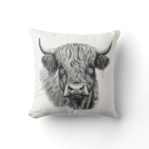Dessin artistique graphique de vache des Highlands