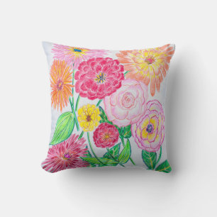 Coussin Dessin au crayon couleur Zinnia Flower Mix