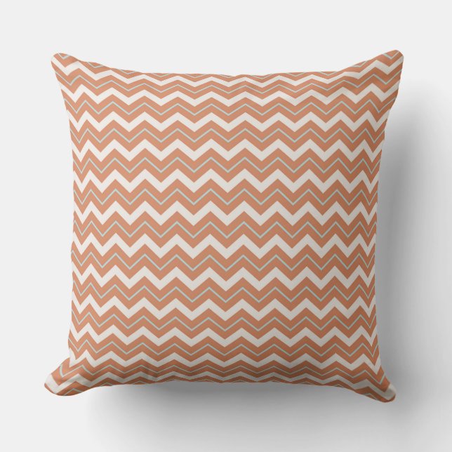 Coussin Dessin chevron orange et blanc vibrant (Recto)